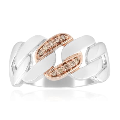 Cavill - Zilveren ring met 0,046 ct I1 Argyle Rose de France diamanten - 925 Rhodium Sterling Zilver - Pavé zetting - Luxe dames ring