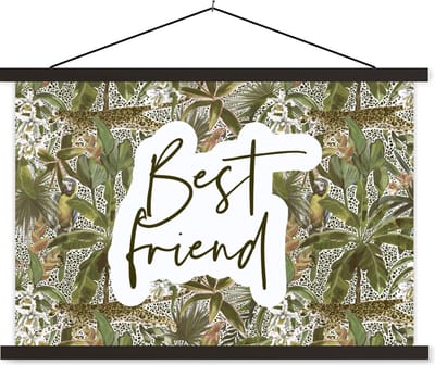 Posterhanger incl. Poster 60x40 cm - Schoolplaat - Beste vrienden - Quotes - Best friend - Spreuken - Textielposter - Zwarte latten