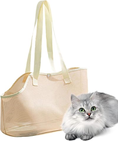 Draagzak Kleine Hond - Reistas Kat - Veilig Reizen - Ademend Gaas - 30x20x10 cm - Grijs