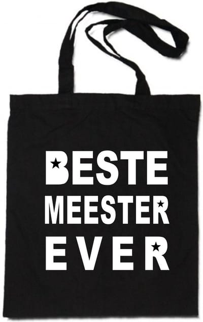 Katoenen tas meester - tas beste meester ever - linnen tasje meester - kadootje meester - zwart