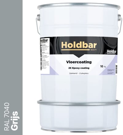 Holdbar Vloercoating Grijs (RAL 7040) 10 kg - Vloerverf - Alle kleuren - Voor Binnen en Buiten - Slijtvast - UV-bestendig - Gemakkelijk te reinigen - 2 Componenten Verf