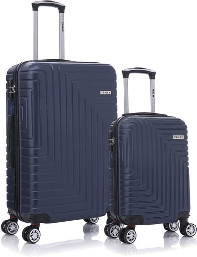TRALEX - Luminara - 2 Delig kofferset - Kleine Set 27L&73L - Kleine handbagage - 27L - 51x34x20cm - Medium koffer - 73L - 71x46x26cm - ABS - Harde schaal - TSA-slot - Lichtgewicht - Flexibel - Duurzaam - Dubbele (rubberen) spinnerwiel Marine Blauw
