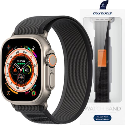 Sport-klittenband - voor - Apple Watch - 8 / 7 / 6 / SE / 5 / 4 / 3 / 2 / 1 - (38, - 40, - 41 - mm) - Dux - Ducis-band - YJ-versie - zwart - en - grijs
