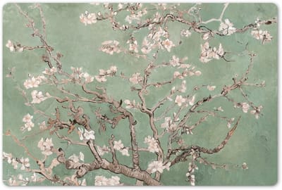 Placemats 45x30 cm - Placemat kunststof - 1 stuk - Amandelbloesem - Kunst - Van Gogh - Groen - Borden onderleggers - Decoratie voor op tafel - Keuken tafeldecoratie accessoires - Vinyl onderlegger - Tafelversiering