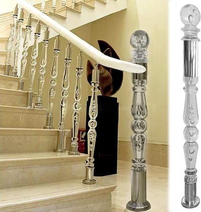 Baluster Paal - Leuning Kolom - Trap Versieren - Kristal Transparant Acryl - H 125cm - Helder