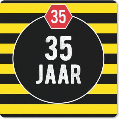 Muismat 20x20 cm - Mousepad Feest - 35 Jaar - Quote - Muismatten