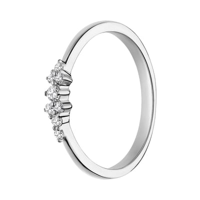 Lucardi - Dames Zilveren ring asymetrisch zirkonia - Ring - 925 Zilver - Zilverkleurig - 16 / 50 mm