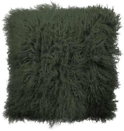 Van Buren - Tibetaans schapenvacht kussen - Groen 45x45cm - 100% echt schapenvacht
