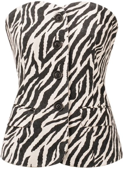 Gimme - Zebra Print Cotton Top – Mouwloze Katoenen Top – Eigentijds Shirt met Knoopsluiting - Maat M