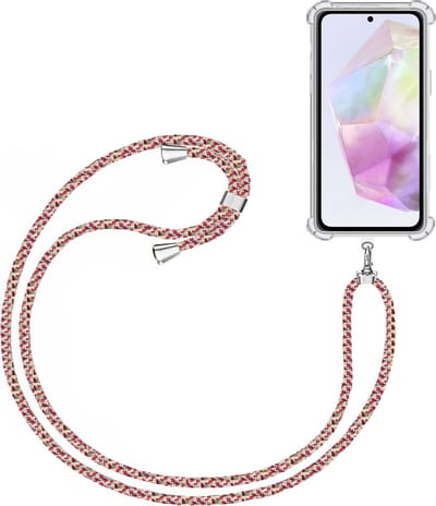 Telefoonkoord + Hoesje Geschikt voor Samsung Galaxy A35 - Lengte Verstelbaar - Telefoonketting - Shock Proof Case - Meerkleurig