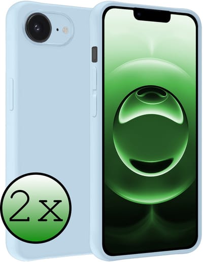Hoesje 2 Stuks - Geschikt voor Apple iPhone 16e - Sterk & Shockproof - Case Siliconen - Back Cover - Telefoon Hoes - Lichtblauw