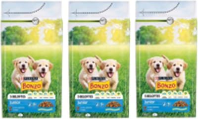 3x Bonzo (Friskies) Droog Junior Kip  - Hondenvoer - 1.5kg