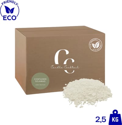 Candle Cocktail® Kwalitatieve 100% Ecologische Sojawas | 2,5 KG | Voor Containers | Containersojawas | Smeltpunt 46°C | Kaarsen Maken | Gietwas | Vegan | Waxmelts | Soyawas | Soy wax | Kaarsenwas