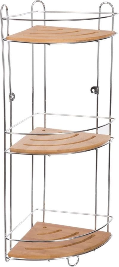5five Doucherekje - metaal - 3 laags hoekmodel - 20 x 20 x 56 cm - Opberg rekjes voor shampoo/douchegel
