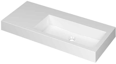 INK Momento Wastafel Polystone Wasbak Rechts Zonder Kraangat - 1000x450x90 mm - Glans Wit