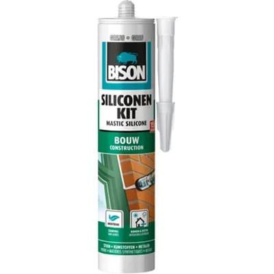 Bison Siliconenkit Bouw grijs koker 300 ml blijvend elastisch, waterbestendig, alle bouwafdichtingen