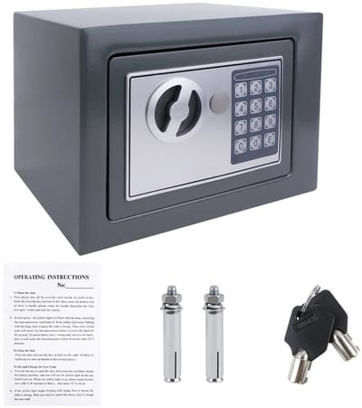 Boleen - Elektronische Kluis - Kluis Brandwerend - Geldkluis - Kluis met Cijferslot - Grijs - 4.6L - 23x17x9cm