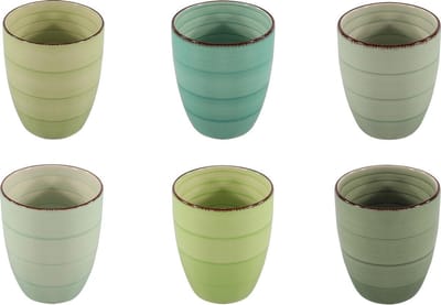 Studio Tavola - Koffiemok - 6 Stuks - Zonder Oor - Aardewerk - 340 ML - Green