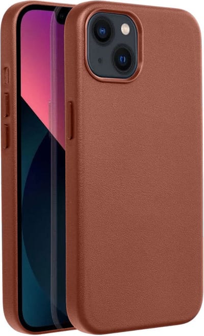 Casify Leren Hoesje geschikt voor MagSafe iPhone 13/14 Hoesje - Omber