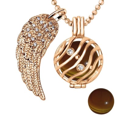Engelenroeper 18mm Bolhouder met Ketting 90cm en Bolletje - Dames - Roségoudkleurig Golven - EBS18078