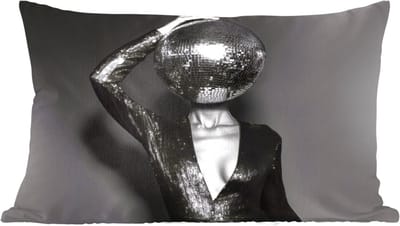 Sierkussens - Kussentjes Woonkamer - 60x40 cm - Discobal - Gezicht - Glamour - Zwart