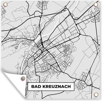Tuin poster Stadskaart - Bad Kreuznach - Kaart - Duitsland - Plattegrond - 200x200 cm - Tuindoek