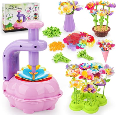 Knutselset voor kinderen vanaf 4, 5, 6, 7, 8, 9, 10 jaar, knutselspeelgoed met bloemenmachine, doe-het-zelf meisjesspeelgoed, stof, bloemen, knutselset, kerst- en verjaardagscadeau voor meisjes