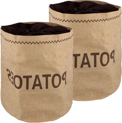 Opbergzakken voor Aardappelen en Groenten - 2 Stuks, 28x38 cm, Ideaal voor Uien en Knoflook Bewaren