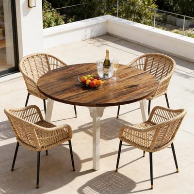 Ronde Eettafel - Keukentafel Design - Gezellig Tafelen - Modern Amerikaans - 120 cm Diameter - Rustiek Bruin