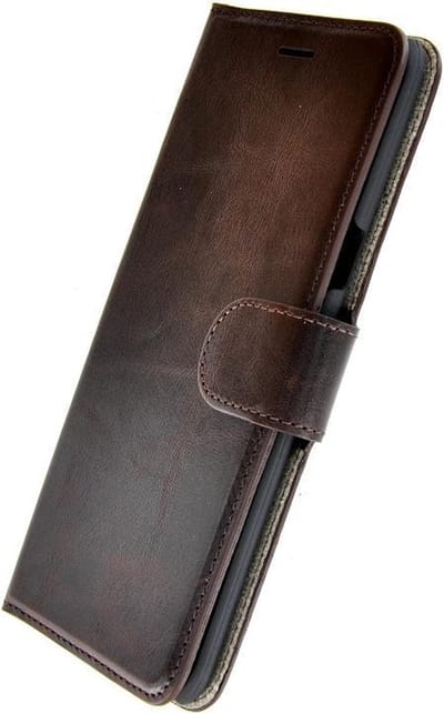 Echt Leder Donkerbruin Wallet Bookcase Pearlycase Hoesje Geschikt voor Samsung Galaxy S8 Plus