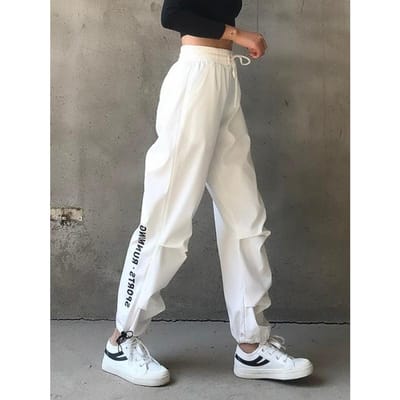 Sneldrogende Gym Broek Hardlopen Yoga Werkkleding Broek Lente en Zomer Nieuwe Stijl Benen Strikken Voeten Strikken Joggingbroek voor Dames M wit