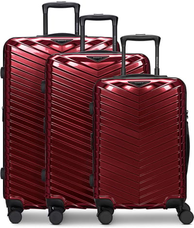Redolz Essentials 18 4 wielen Kofferset 3-delig met uitbreidingsplooi - Harde bagage - TSA slot - metallic-red shiny