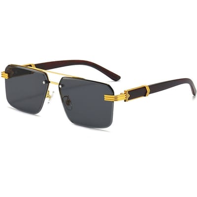Vierkante randloze zonnebril voor mannen Retro UV400 Vintage frameloze zonnebril Gradiënt tinten voor vrouwen C5 black
