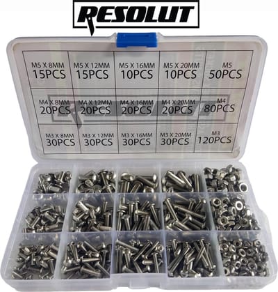 RVS Inbusbout assortiment met roestvrijstalen Inbusbouten met bolkop M3 - M4 en M5 (500-delig)