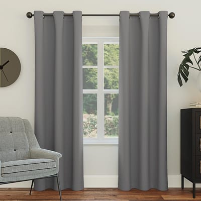 Zero Easton Energiebesparende verduisterende doorvoertule gordijnpaneel, 40" x 108", grijs