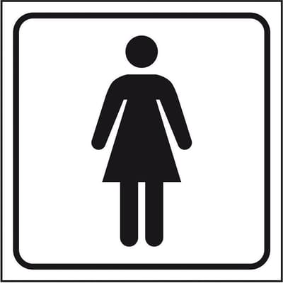 WC deur sticker dames, zelfklevende folie 100 x 100 mm
