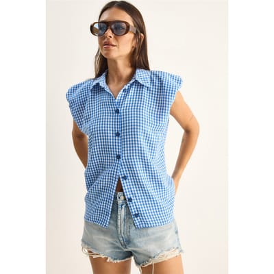 Ruitjes Katoenen Mouwloos Shirt
