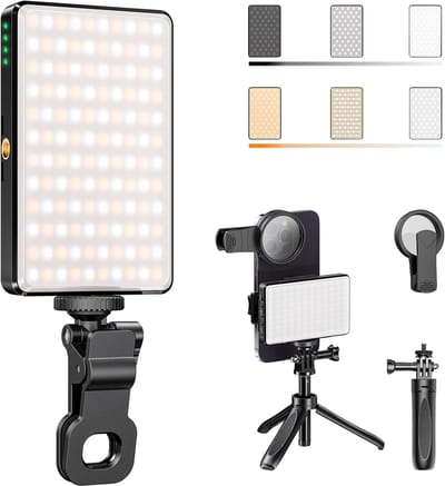 Thijox - Selfielamp voor Mobiele Telefoon met 120 LED's, Dimbare Lichtmodi 2500-9000 K, Camera-Licht met Statief en Clip, CRI 95+, Perfect voor Vlogge