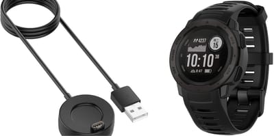 Strap-it Siliconen Smartwatch Band + Oplader - Geschikt voor Garmin Instinct 1 / Garmin Instinct 2 - Sportarmband - Siliconen Armband - Waterbestendig & zweetbestendig - Zwart