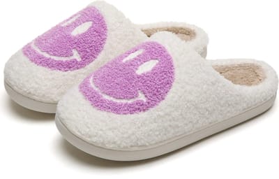 JAXY Smiley Slippers - Smiley Pantoffels - Pantoffels - Smiley Sloffen - Pantoffels Dames en Heren - Sloffen - Sloffen Dames en Heren - Maat 43-44 - Paars