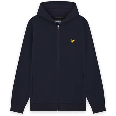 Lyle & scott fly fleece full-zip hoodie in de kleur marine.