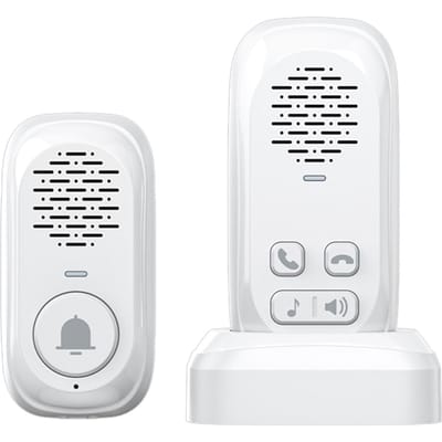 RF433 Draadloze Intercom Bel Deurbel Gong met 1 Binnensensor 984ft Bereik Geen Internet Vereist wit