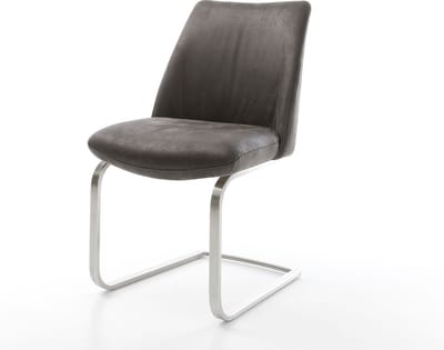 Sledestoel Elso-Flex sledemodel vlak roestvrij staal microvelours antraciet vintage pocketveer kern