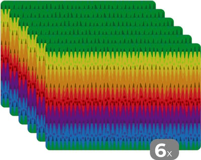 Placemat - Placemats kunststof - Patronen - Regenboog - Abstract - 45x30 cm - 6 stuks - Hittebestendig - Anti-Slip - Onderlegger - Afneembaar
