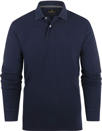 Steppin' Out Longsleeve Polo Piqué Classic Donkerblauw (navy) - Maat XXL - Heren