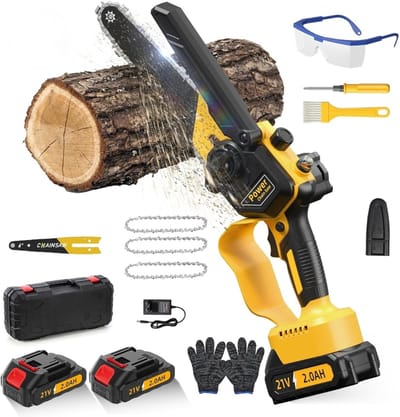 Kettingzaag Accu Premium Compact Design Met Borstelloze Motor – Heggenschaar Accu Professioneel 2-In-1 Systeem – Snoeischaar Lichtgewicht Met Precisiecontrole | incl. Krachtige Oplaadbare Accu Voor Intensief Gebruik