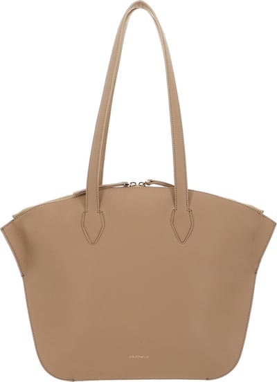 COCCINELLE Leren Shopper Flare Shoulder Bag Grained Leather Fresh Beige