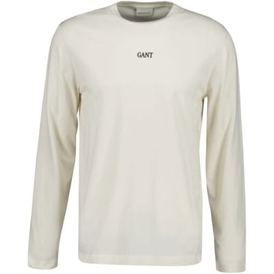 Gant T-Shirt Small Graphic Logo Long Sleeve Cream / male