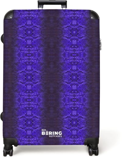 NoBoringSuitcases.com® - Koffer groot - Reiskoffer lichtgewicht - Paars blauw slangenhuid met symmetrische schubstructuur - Rolkoffer met 4 wielen - Grote trolley XL - 98 liter bagage