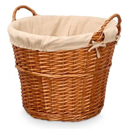 Kipit Storage Rieten opberg mand - gevlochten riet - bruin - 51 x 45 x 28 cm - met hengsels